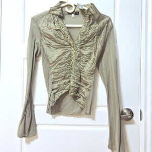 Brand New Vintage Made in Italy Organza Sequence Placket top with label attached